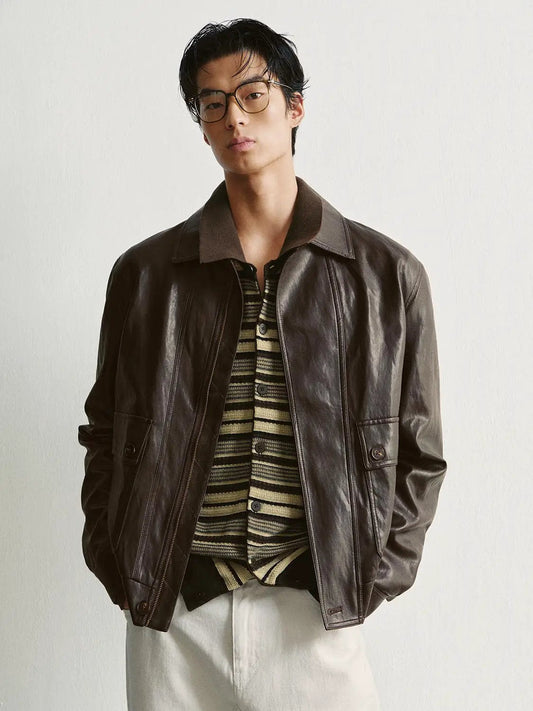 Patch Pocket Regular Shirt Collar Long Sleeve Jacket