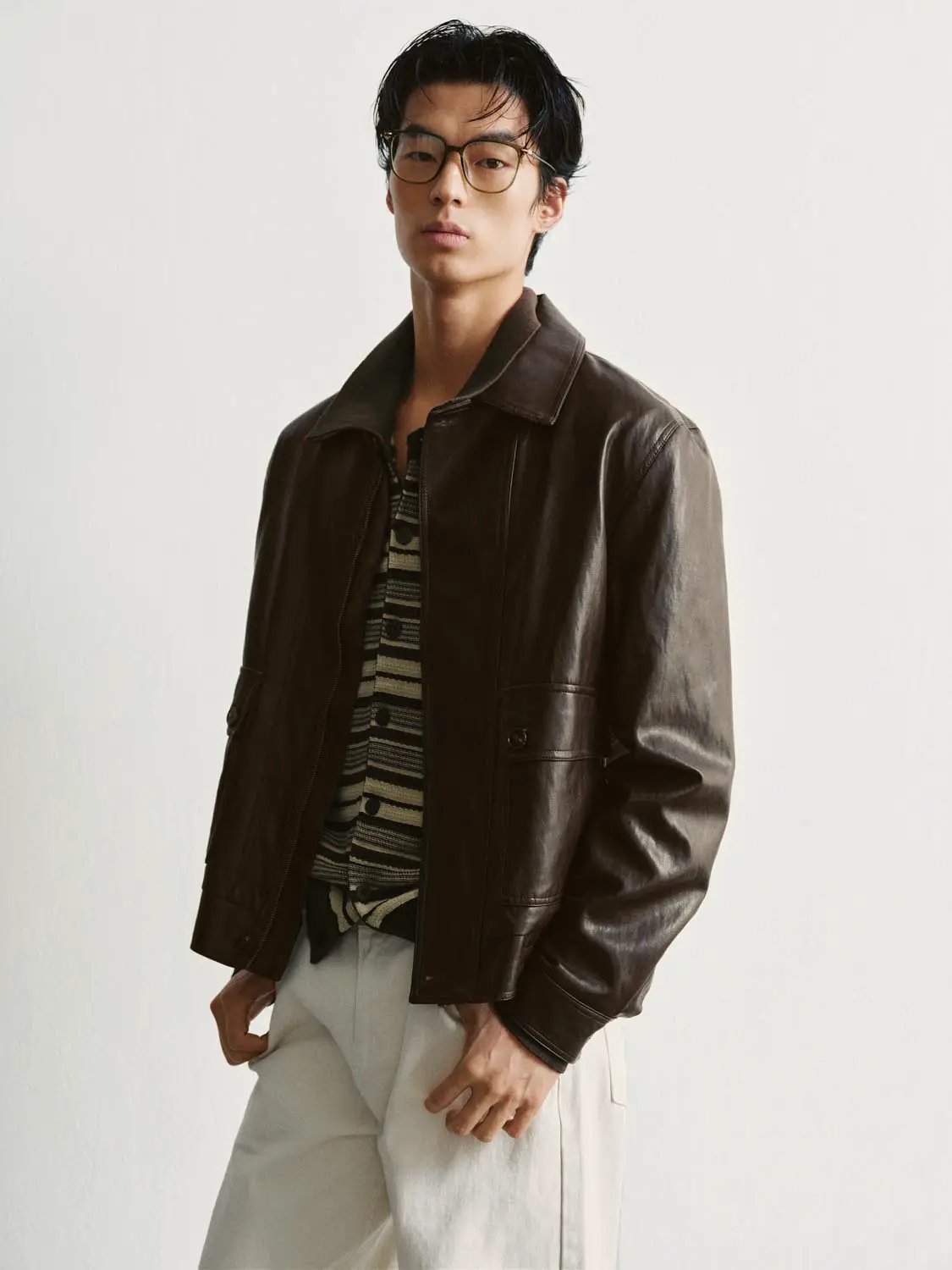 Patch Pocket Regular Shirt Collar Long Sleeve Jacket