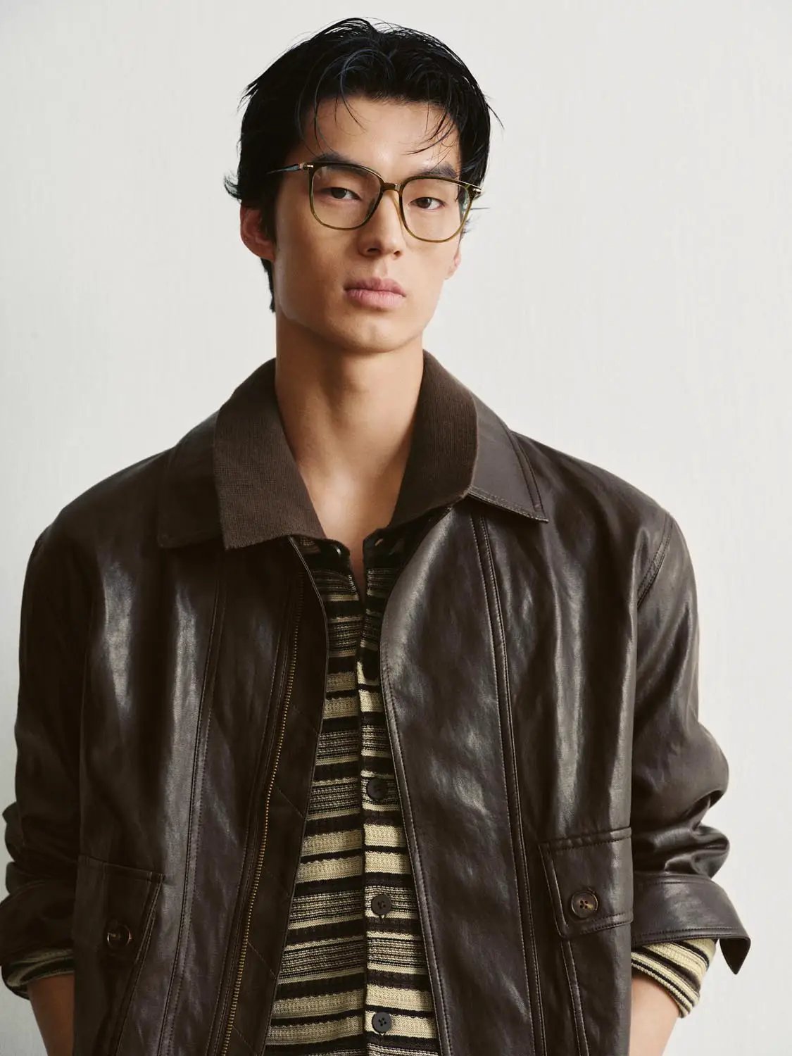 Patch Pocket Regular Shirt Collar Long Sleeve Jacket