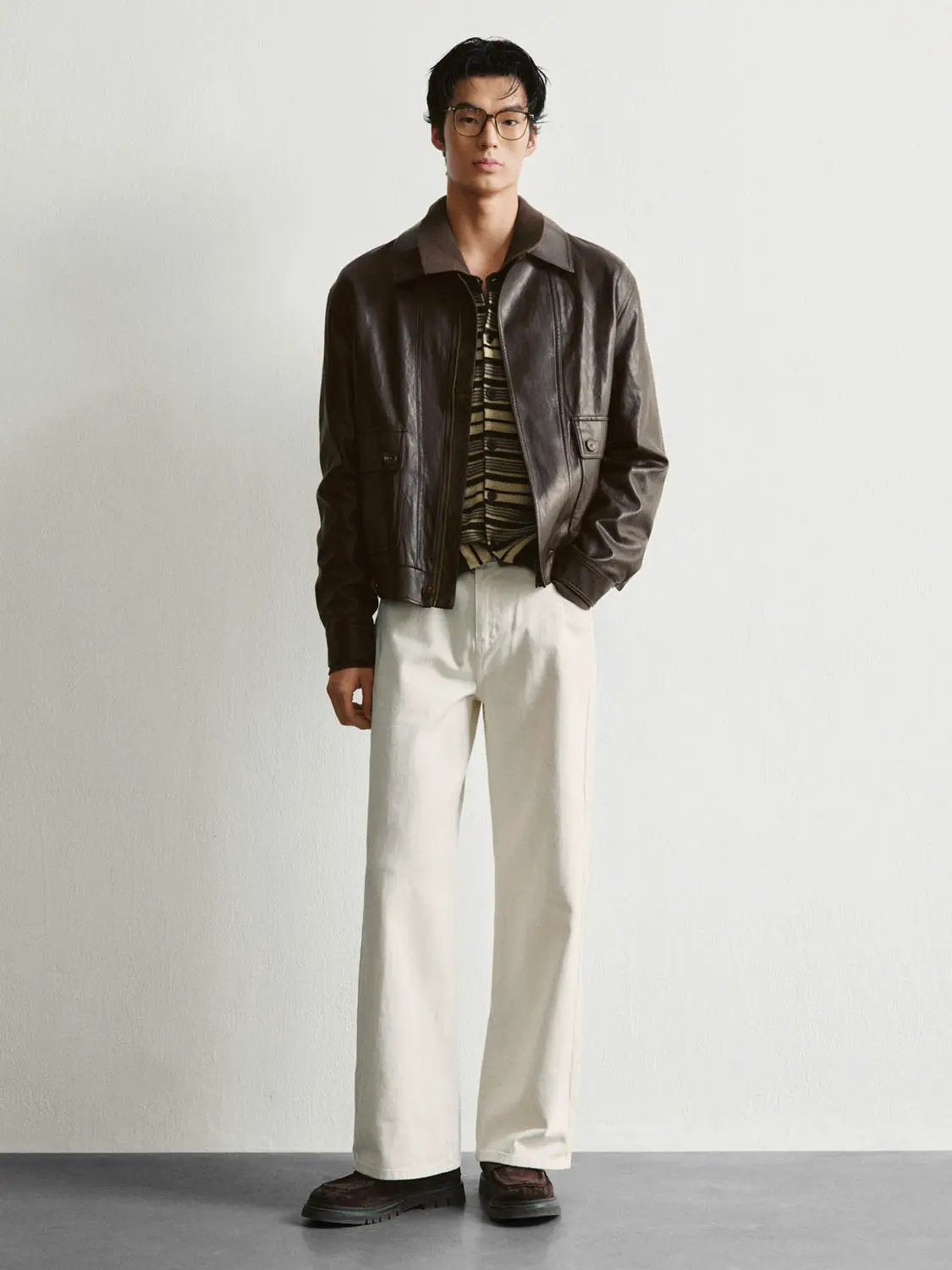 Patch Pocket Regular Shirt Collar Long Sleeve Jacket