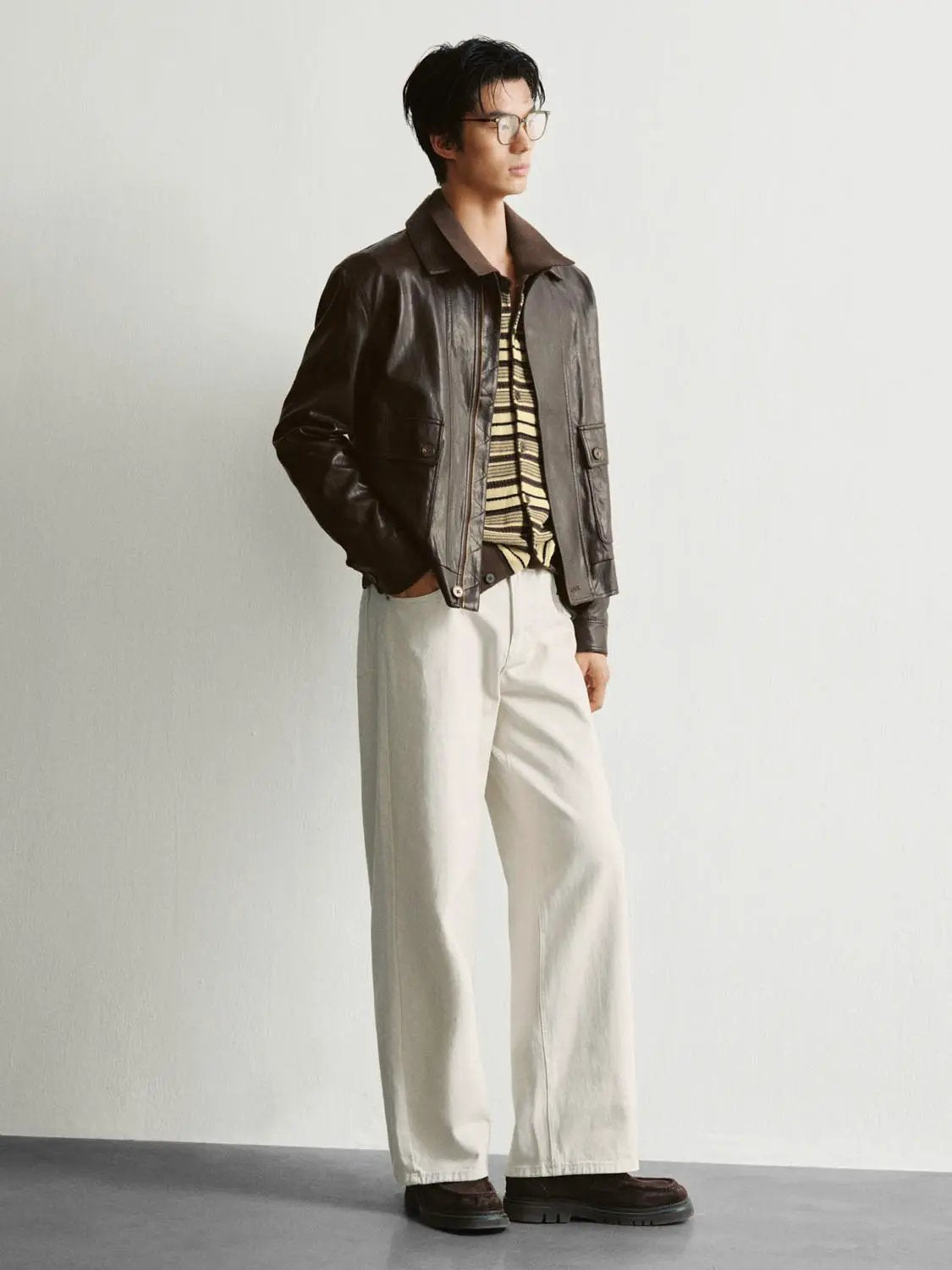 Patch Pocket Regular Shirt Collar Long Sleeve Jacket