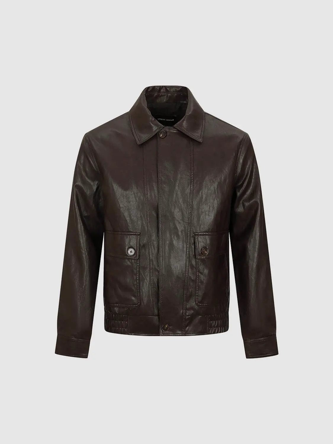 Patch Pocket Regular Shirt Collar Long Sleeve Jacket