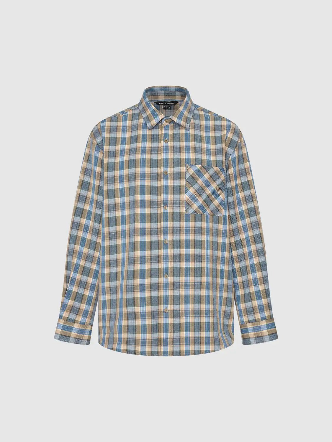 Checked Long Sleeve Shirt With Single Chest Pocket