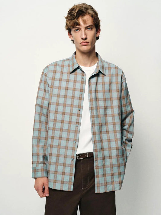 Checked Long Sleeve Shirt Collar Regular Fit Shirt