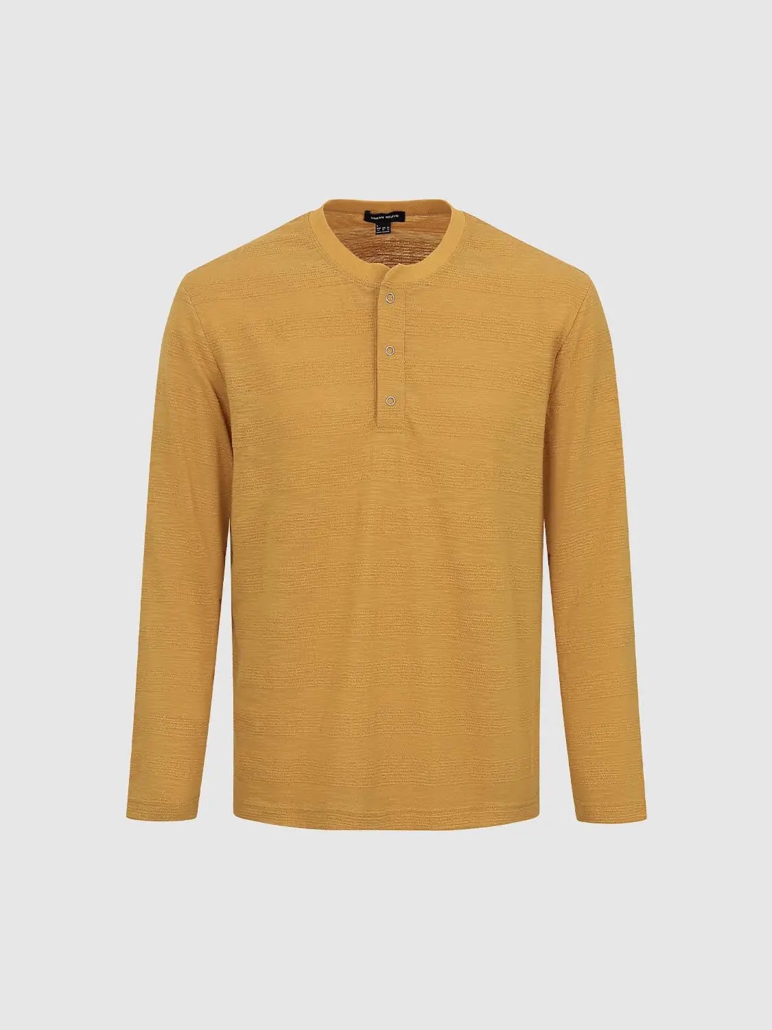 Textured Button Placket Long Sleeve T-Shirt