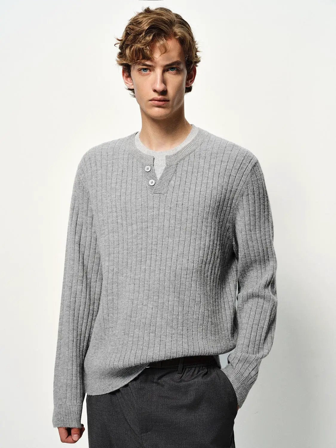 Ribbed Long Sleeve Button Front Sweater