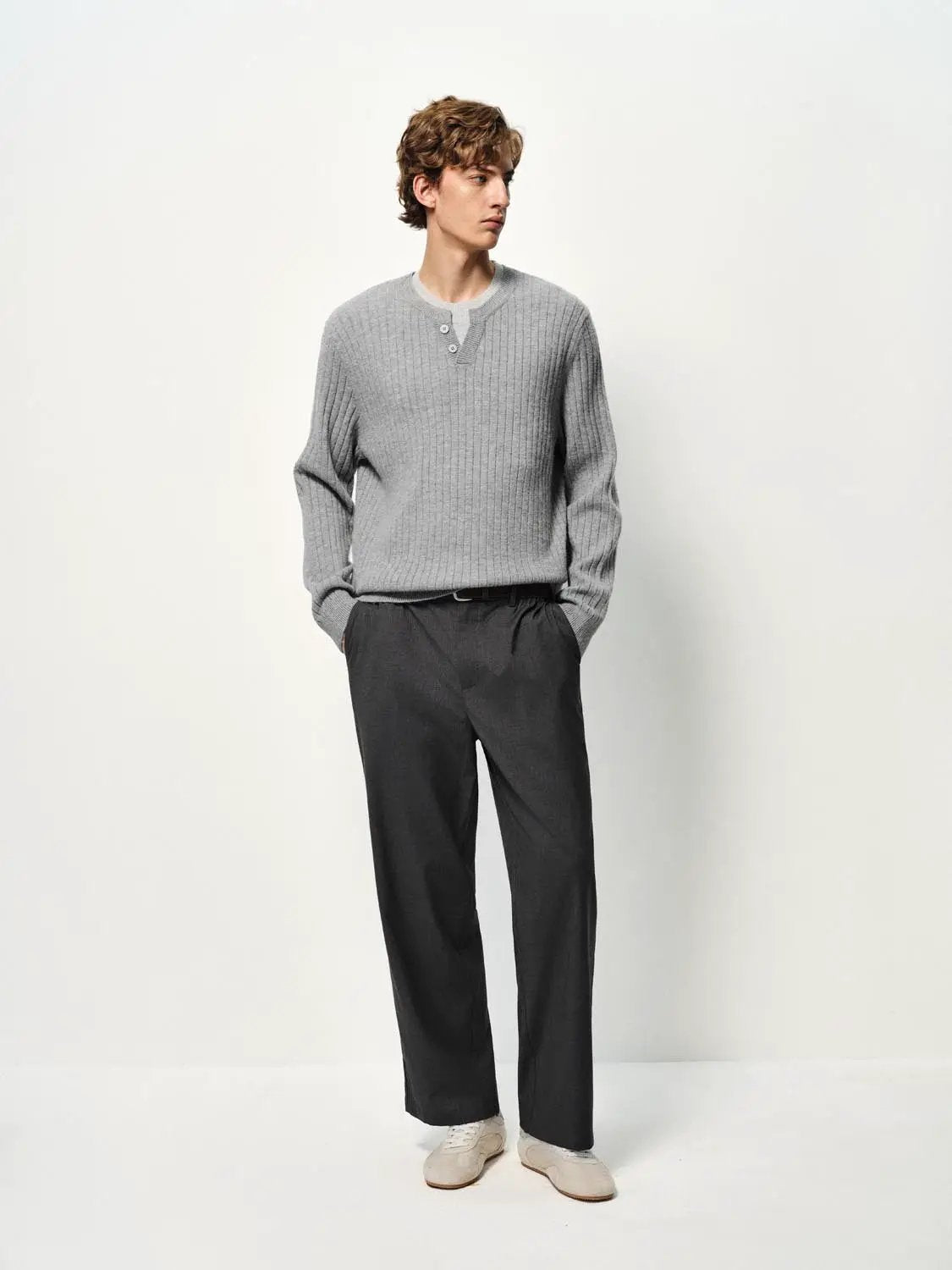 Ribbed Long Sleeve Button Front Sweater
