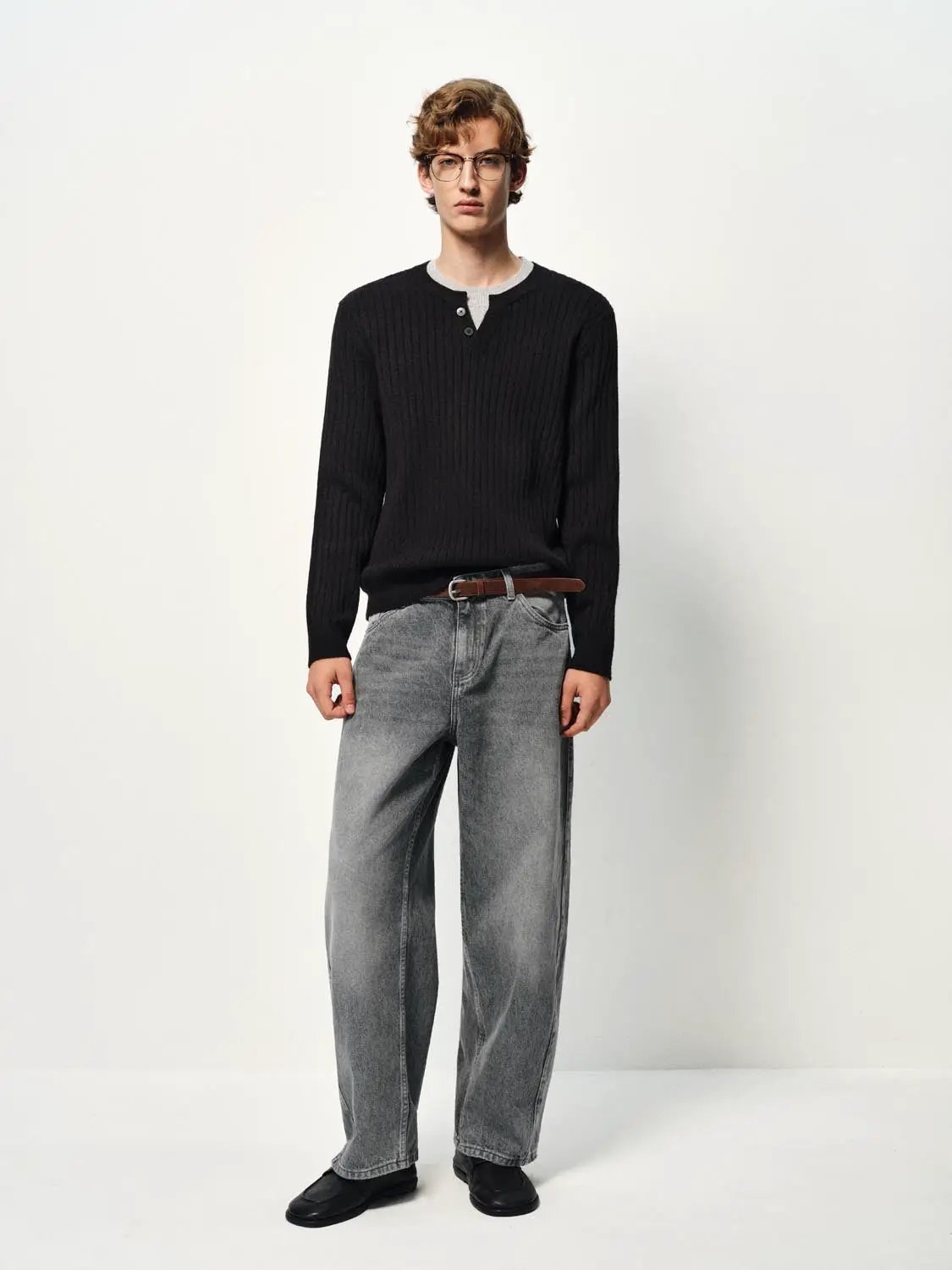 Ribbed Long Sleeve Button Front Sweater