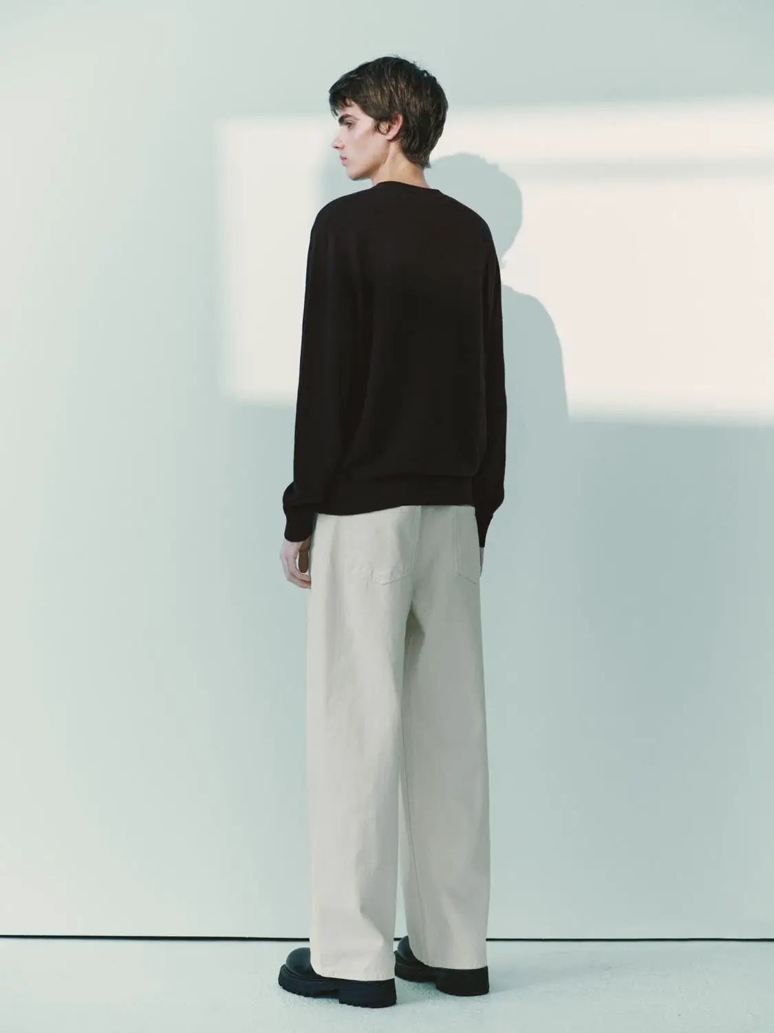 Ribbed Knit Button Placket Long Sleeve Sweater