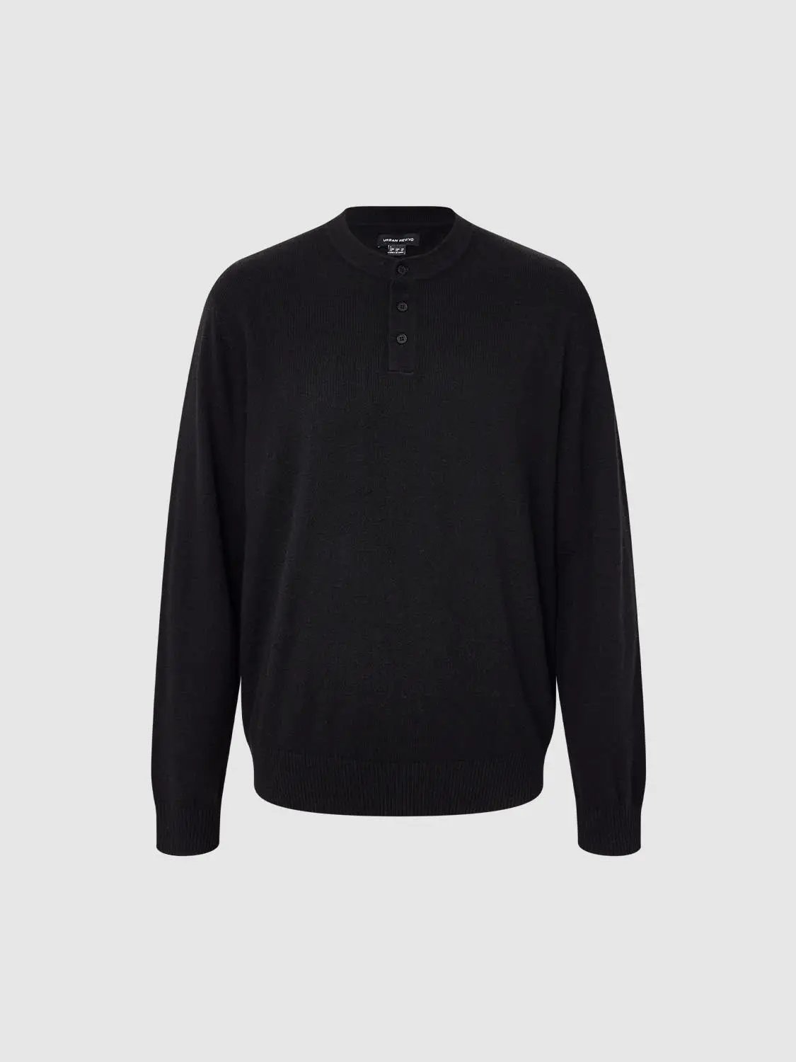 Ribbed Knit Button Placket Long Sleeve Sweater