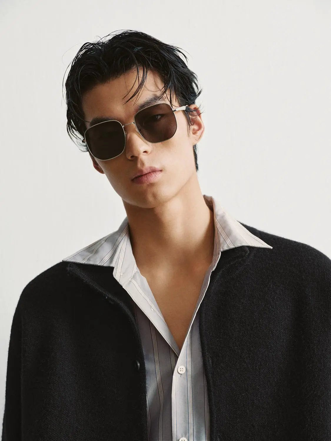 Textured Button Front Stand Collar Long Sleeve Knit Jacket