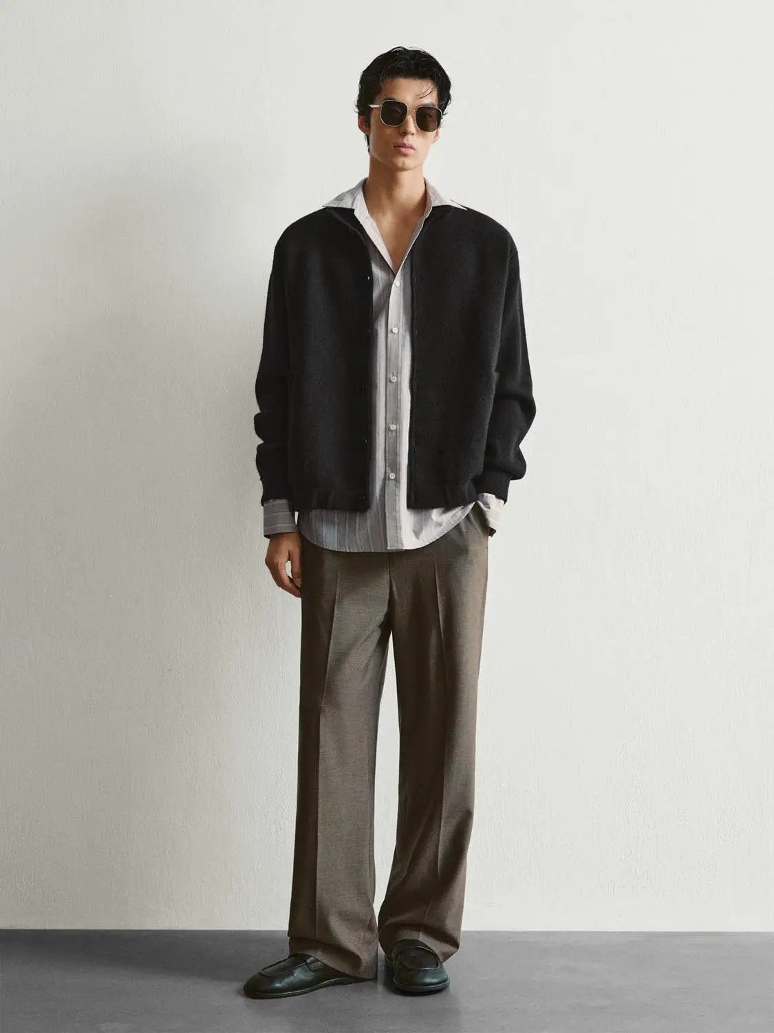 Textured Button Front Stand Collar Long Sleeve Knit Jacket