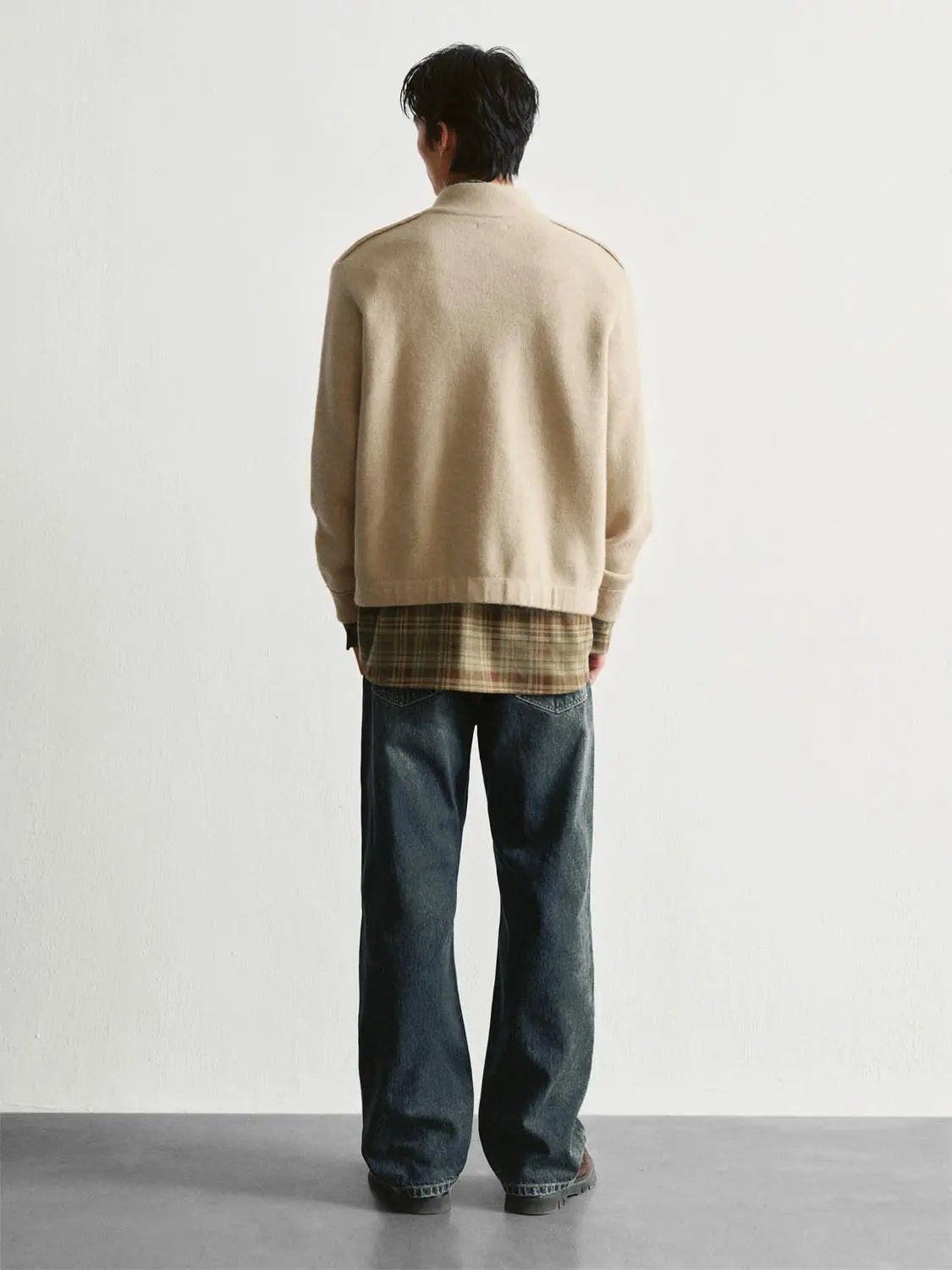 Textured Button Front Stand Collar Long Sleeve Knit Jacket