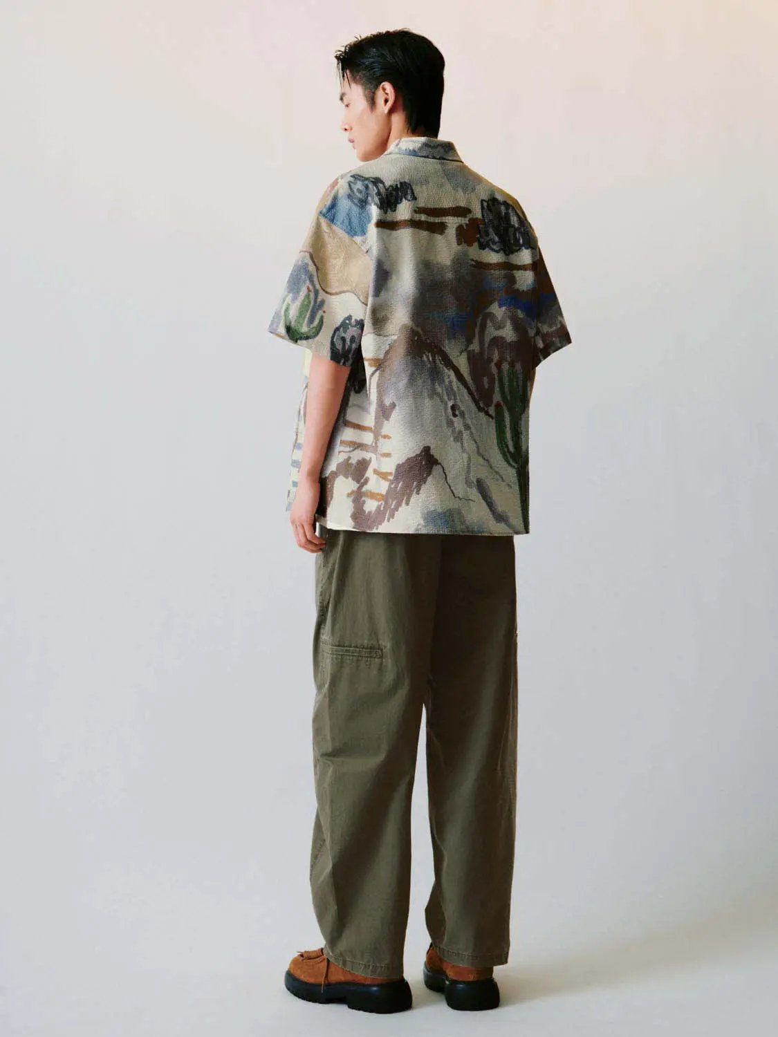 Abstract Landscape Print Short Sleeve Shirt