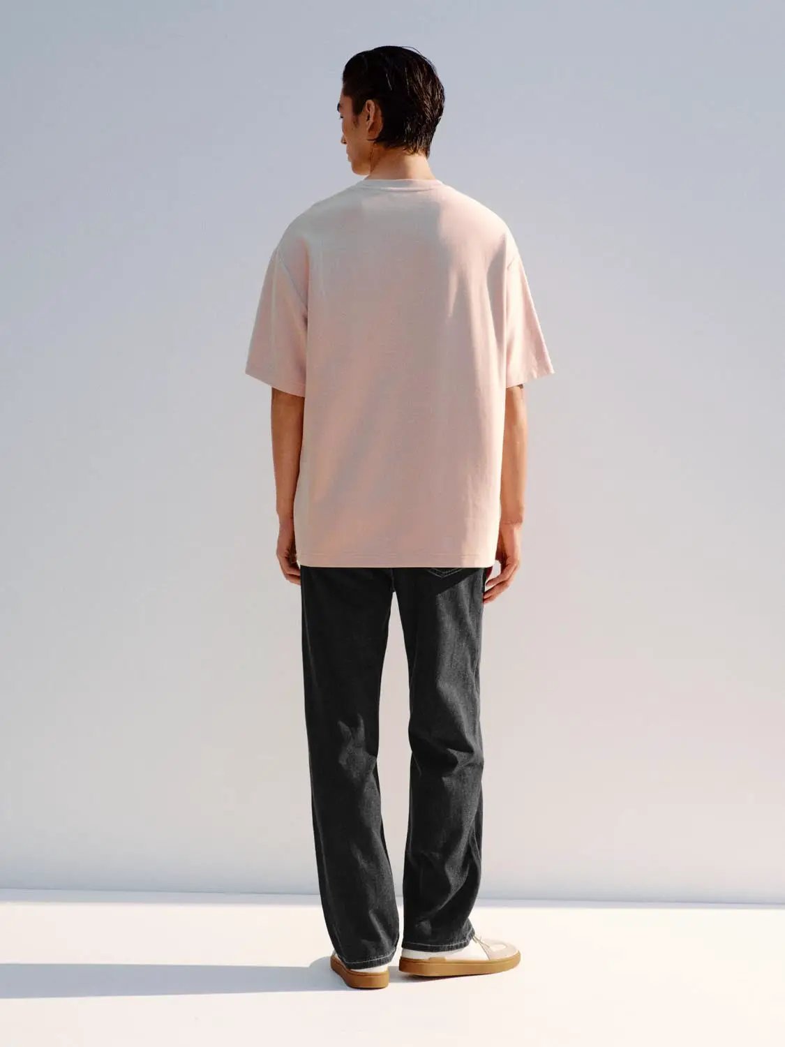 Pastel Pink Embroidered Dog Outline Cotton T-shirt