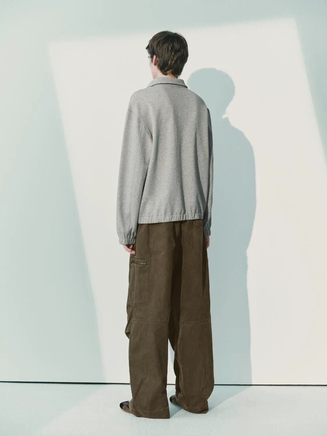 Textured Quarter-zip Long Sleeve Cotton Blend Sweatshirt