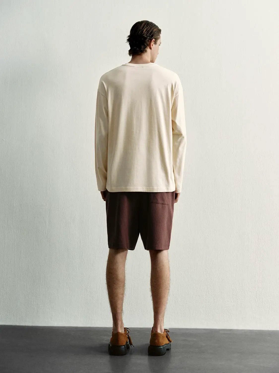 Embroidered Crew Neck Long Sleeve Cotton T-Shirt