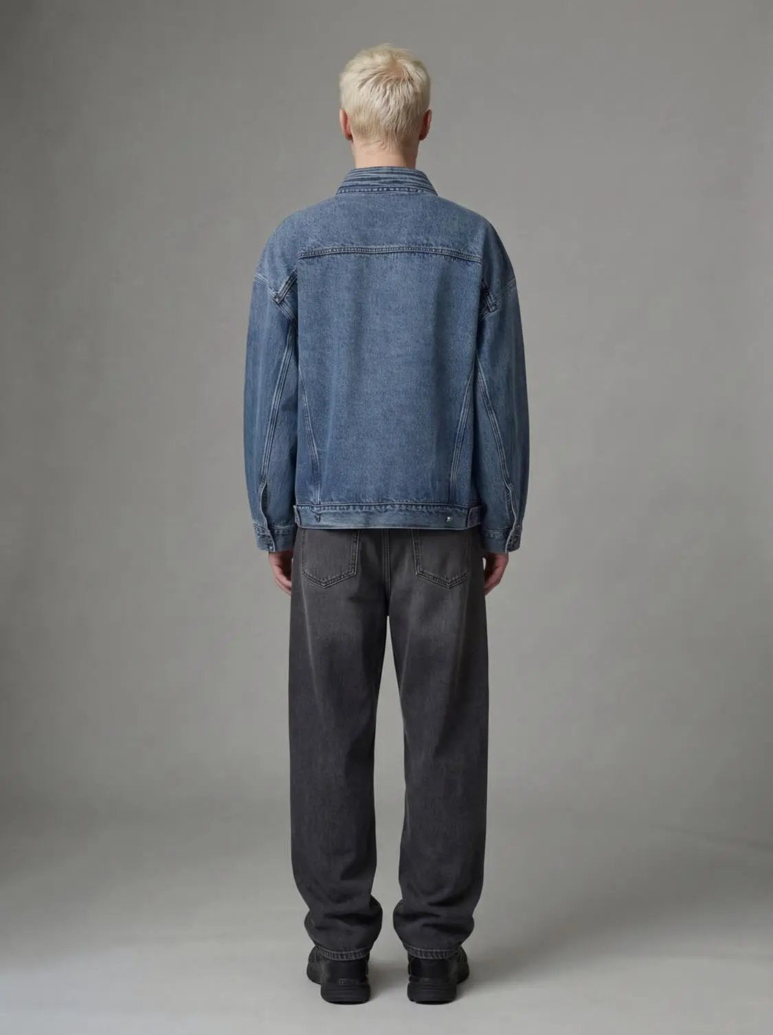 Wrap Tie Waist Textured Oversized Denim Jacket