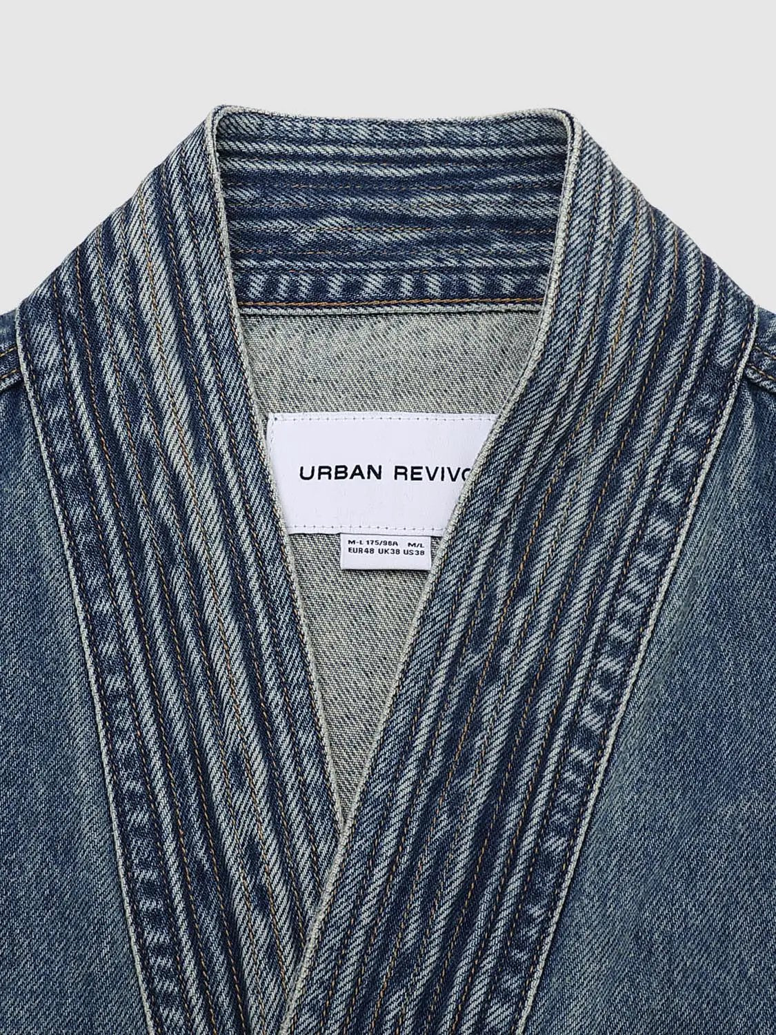 Wrap Tie Waist Textured Oversized Denim Jacket