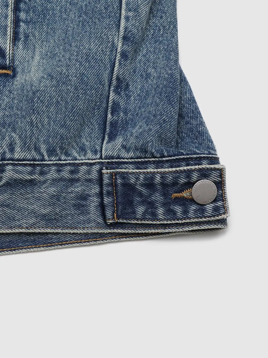 Wrap Tie Waist Textured Oversized Denim Jacket