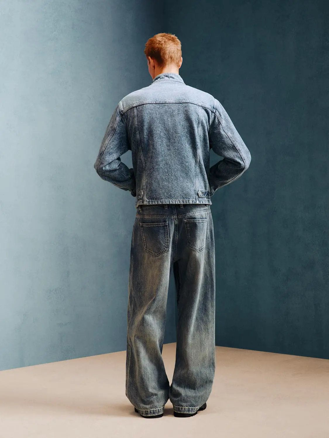 Faded Wide-leg Mid-rise Cotton Blend Jeans
