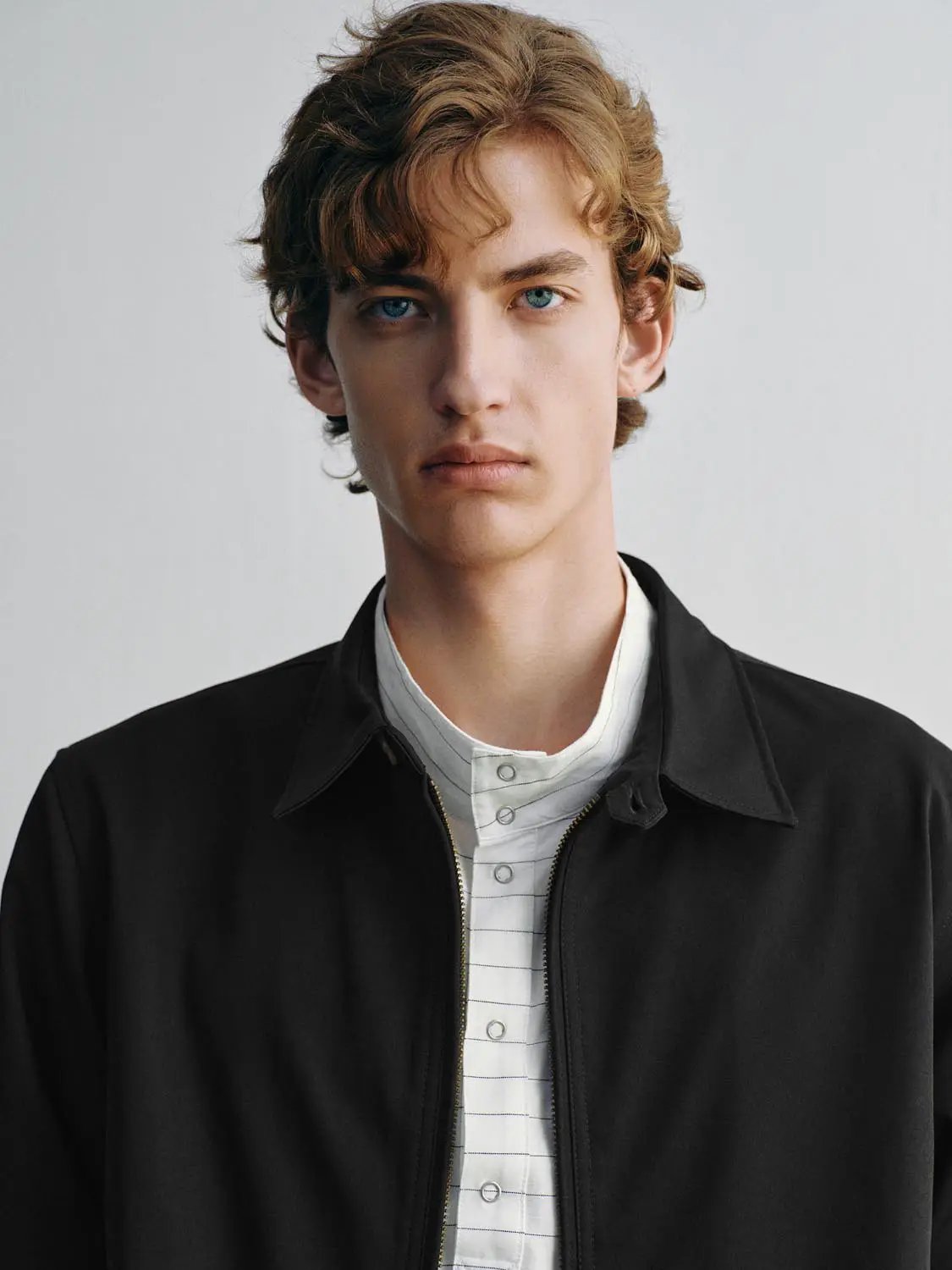 Structured Shirt Collar Zip Up Long Sleeve Jacket