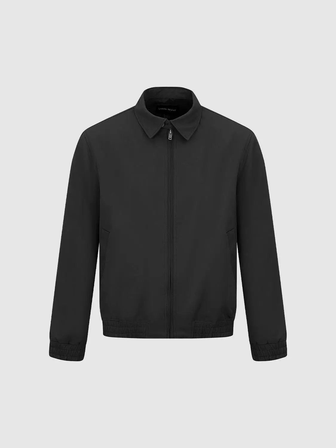 Structured Shirt Collar Zip Up Long Sleeve Jacket