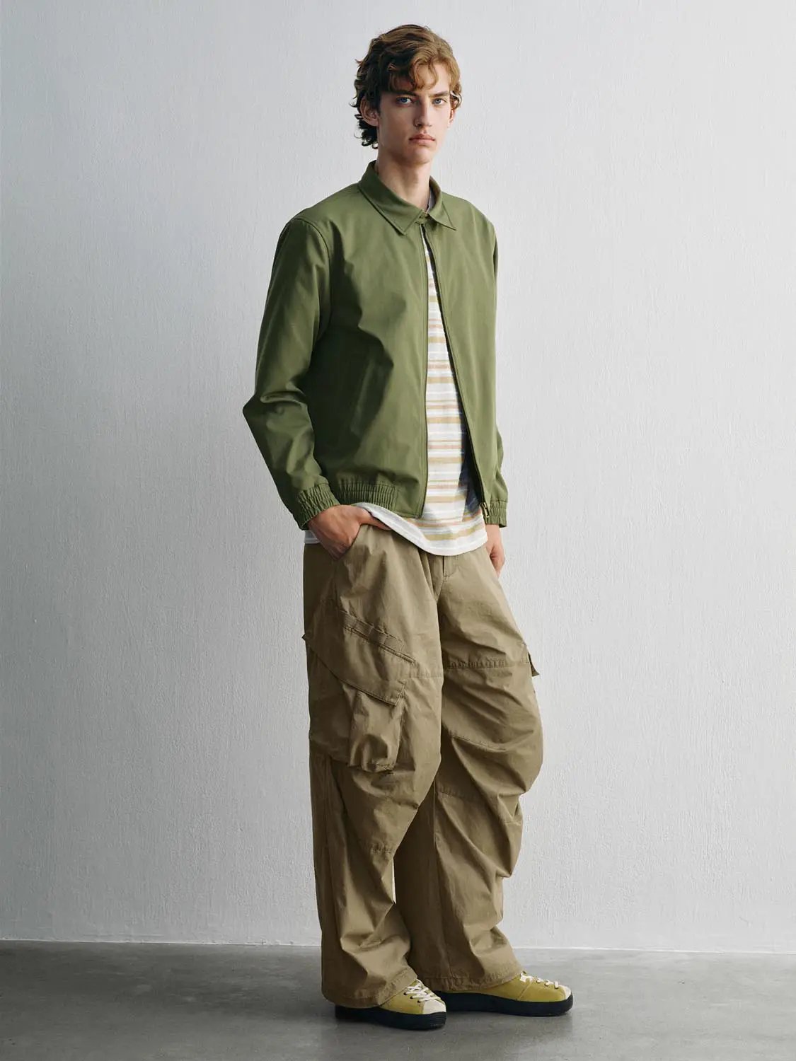 Structured Shirt Collar Zip Up Long Sleeve Jacket