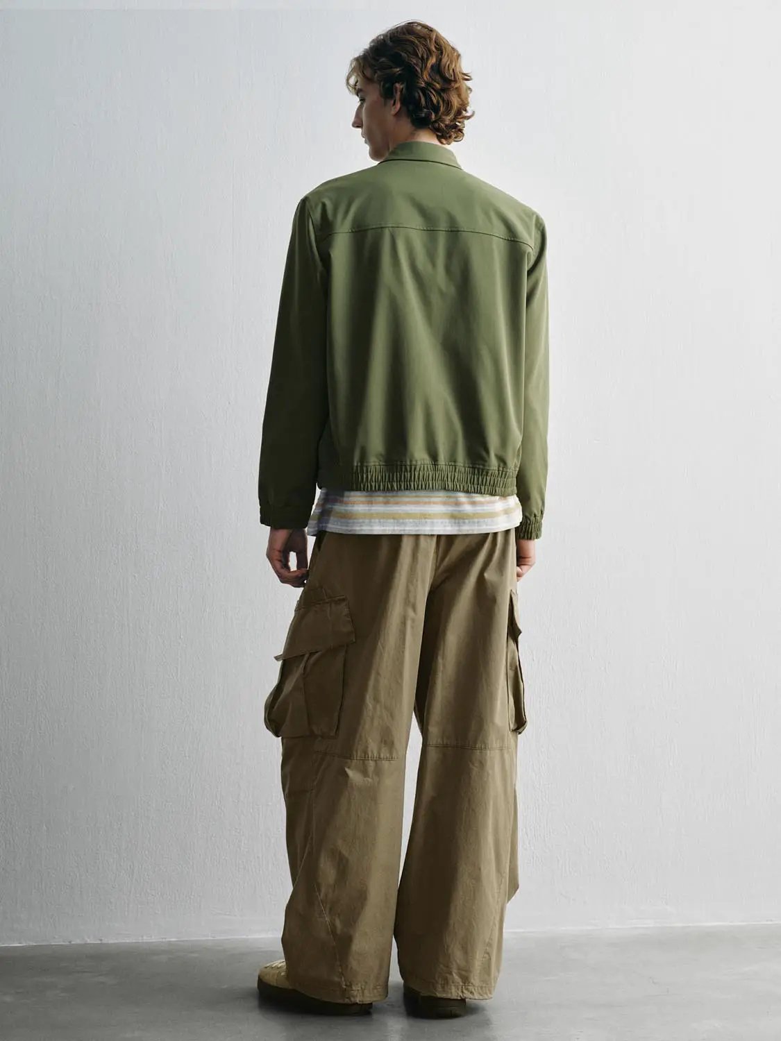 Structured Shirt Collar Zip Up Long Sleeve Jacket