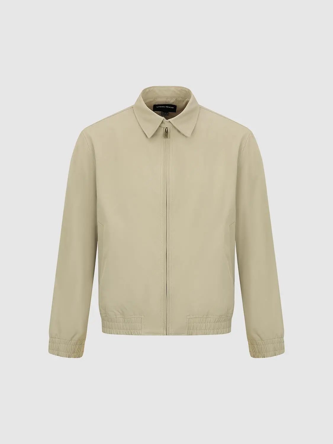 Structured Shirt Collar Zip Up Long Sleeve Jacket