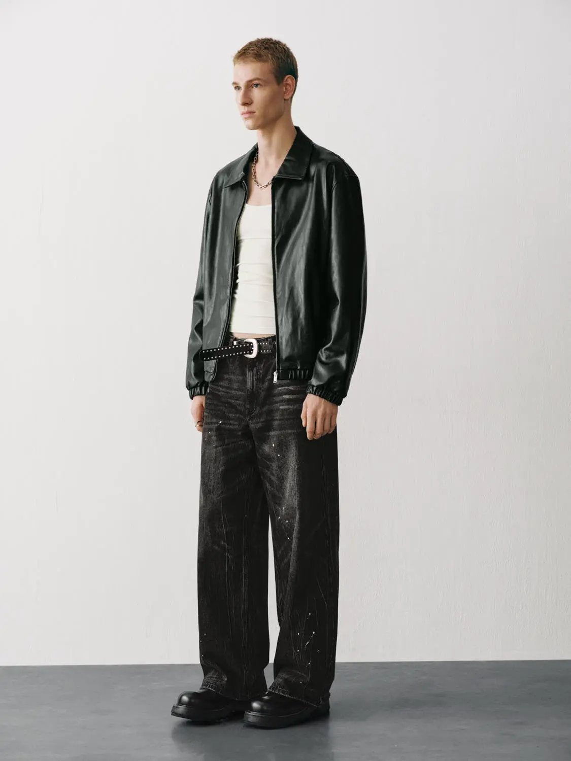 Structured Zip Front Shirt Collar Long Sleeve Jacket