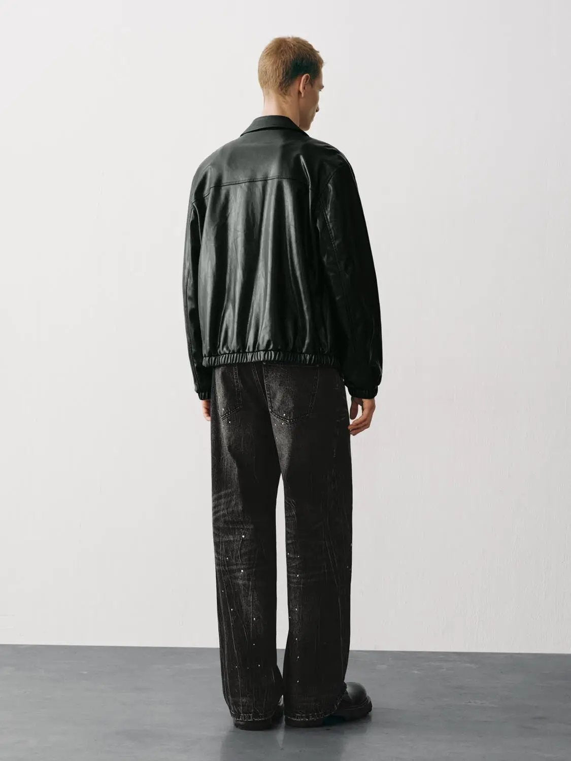 Structured Zip Front Shirt Collar Long Sleeve Jacket