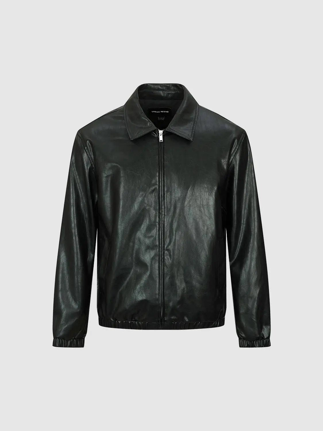 Structured Zip Front Shirt Collar Long Sleeve Jacket