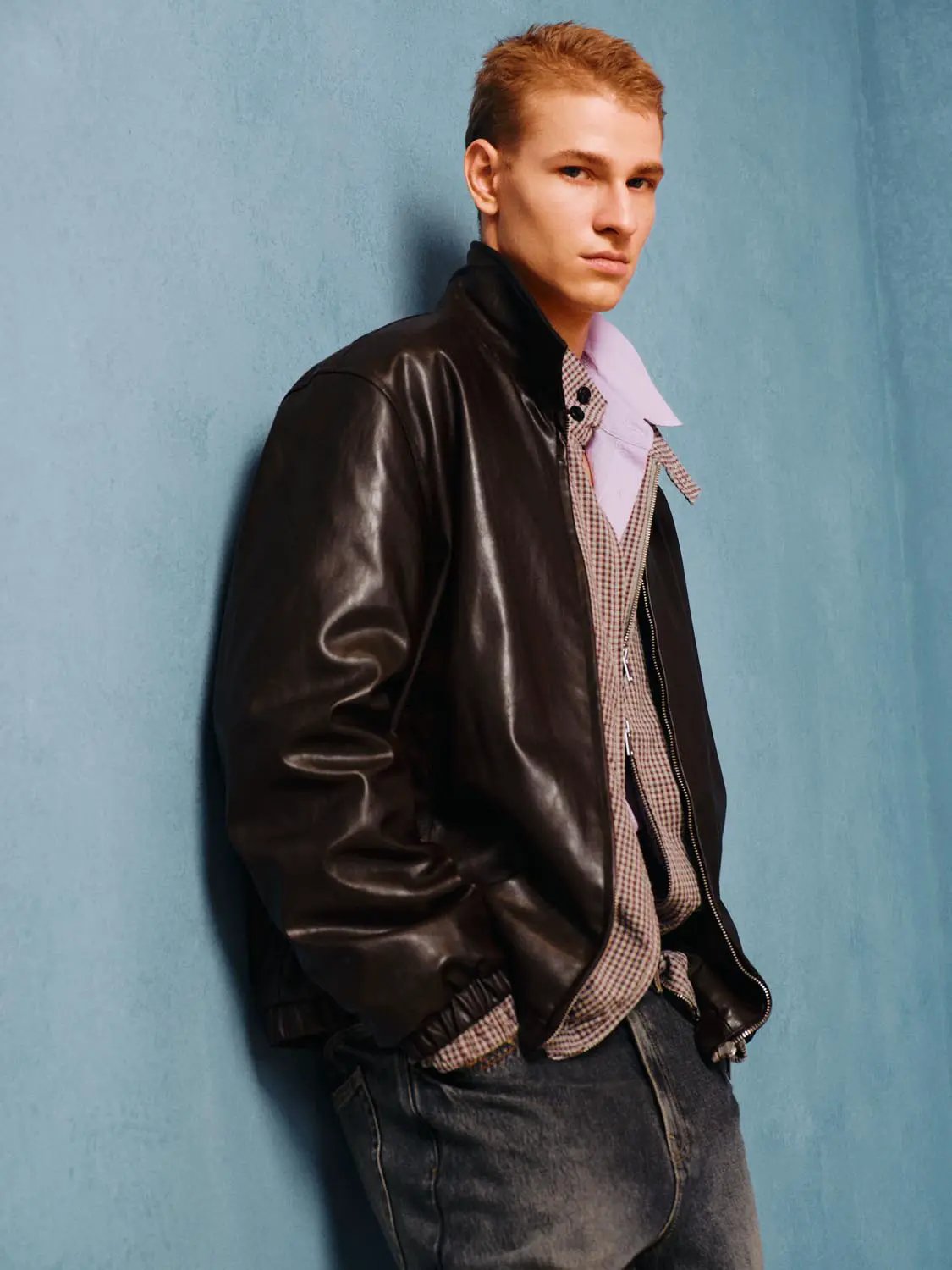 Structured Zip Front Shirt Collar Long Sleeve Jacket