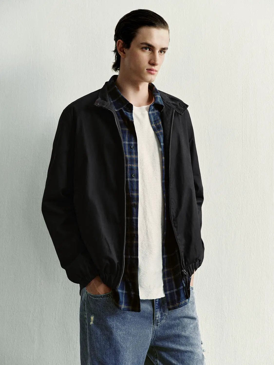 Long Sleeve Cotton Regular Fit Zip Jacket
