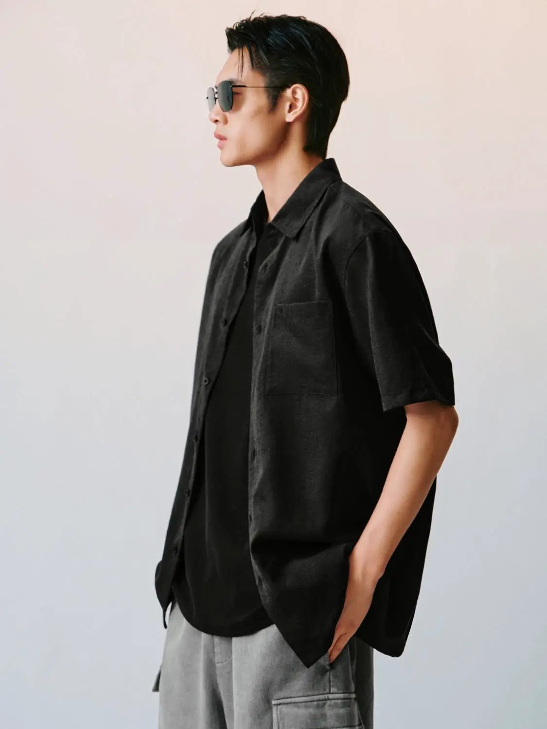 Cardigan Style Button-front Short Sleeve Shirt