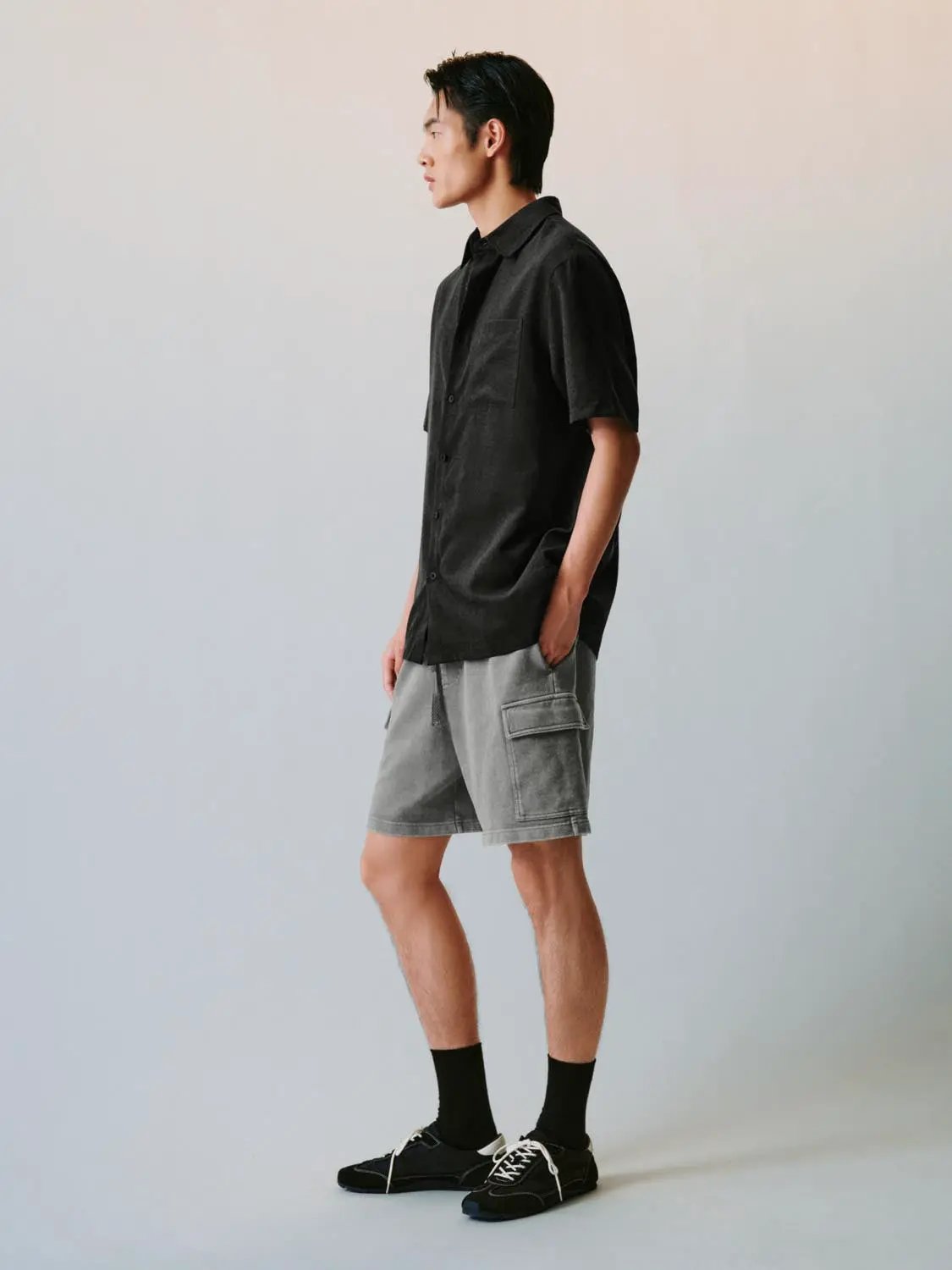 Cardigan Style Button-front Short Sleeve Shirt