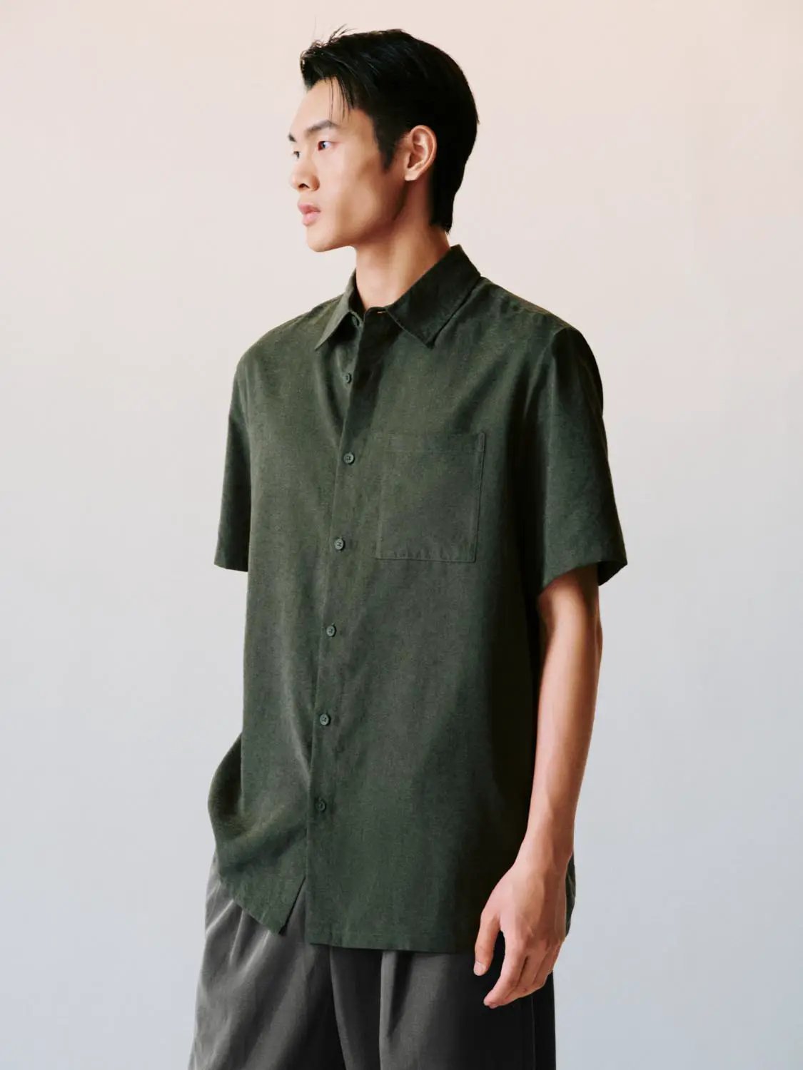 Cardigan Style Button-front Short Sleeve Shirt