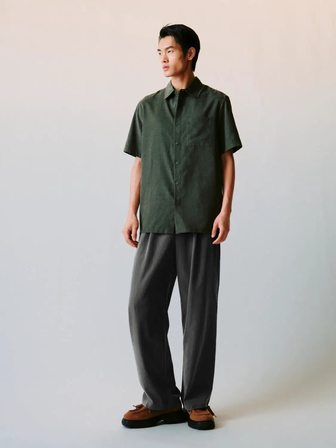 Cardigan Style Button-front Short Sleeve Shirt