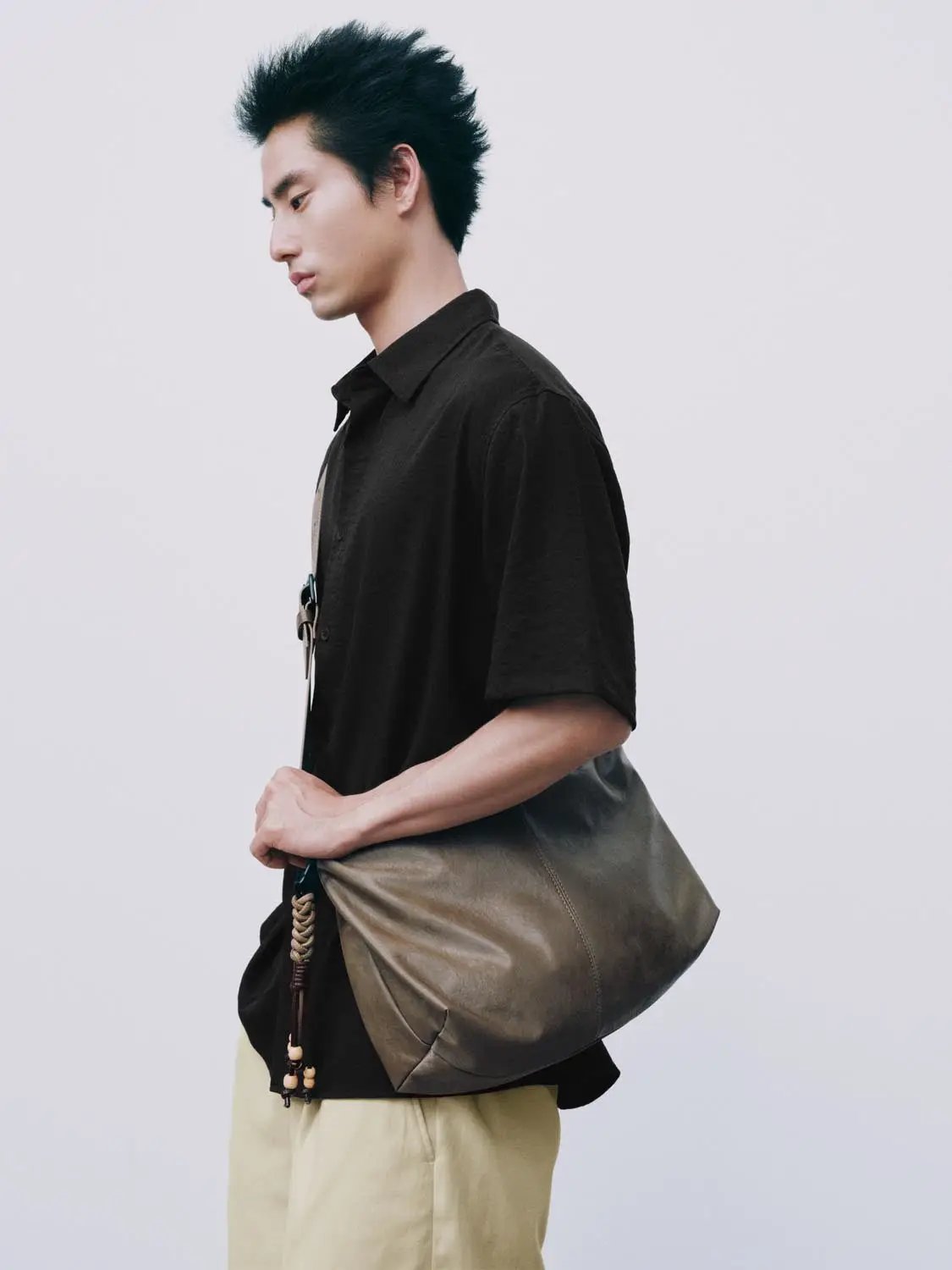 Open-Front Regular Fit Short Sleeve Collar Shirt