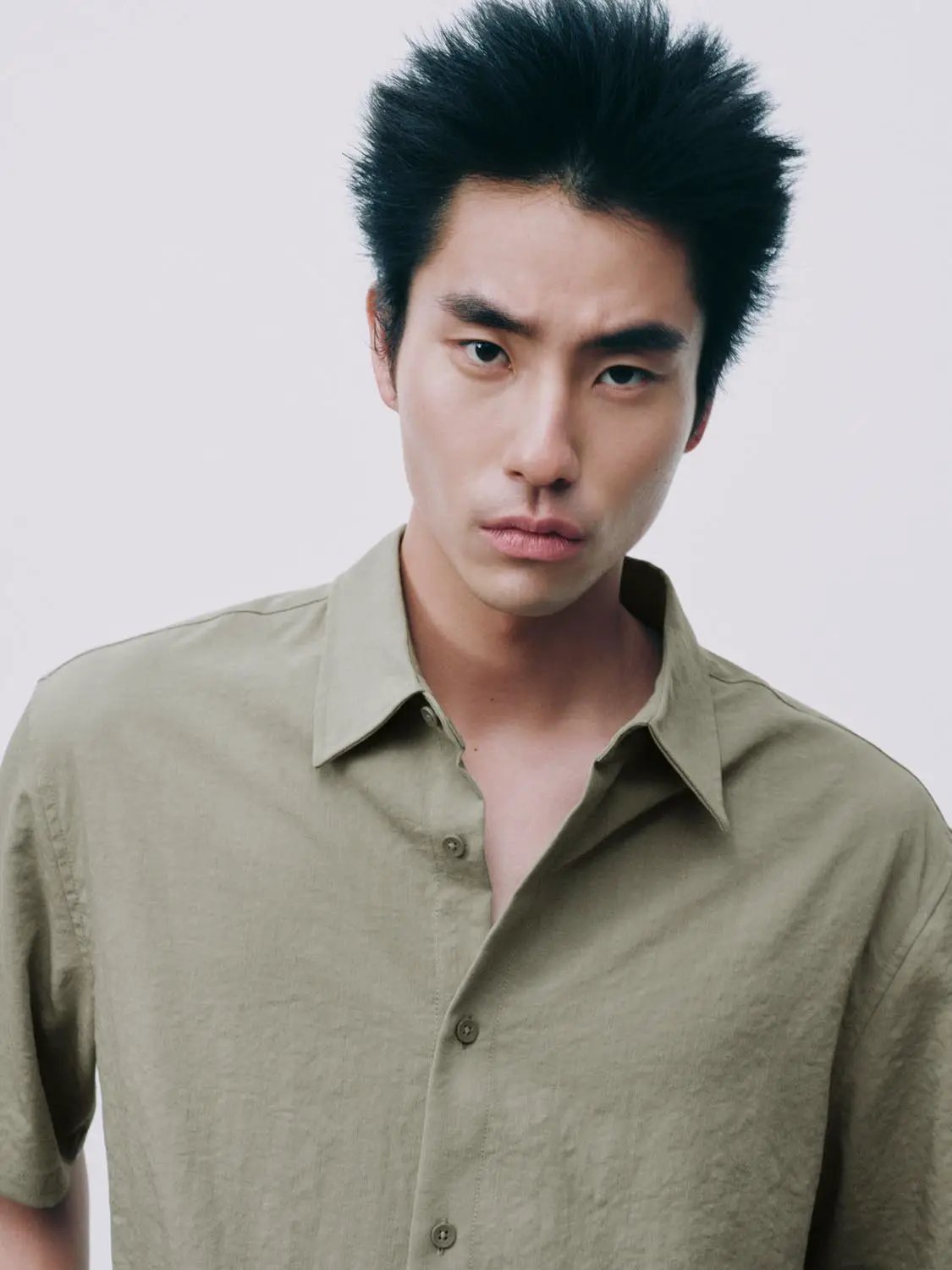 Open-Front Regular Fit Short Sleeve Collar Shirt
