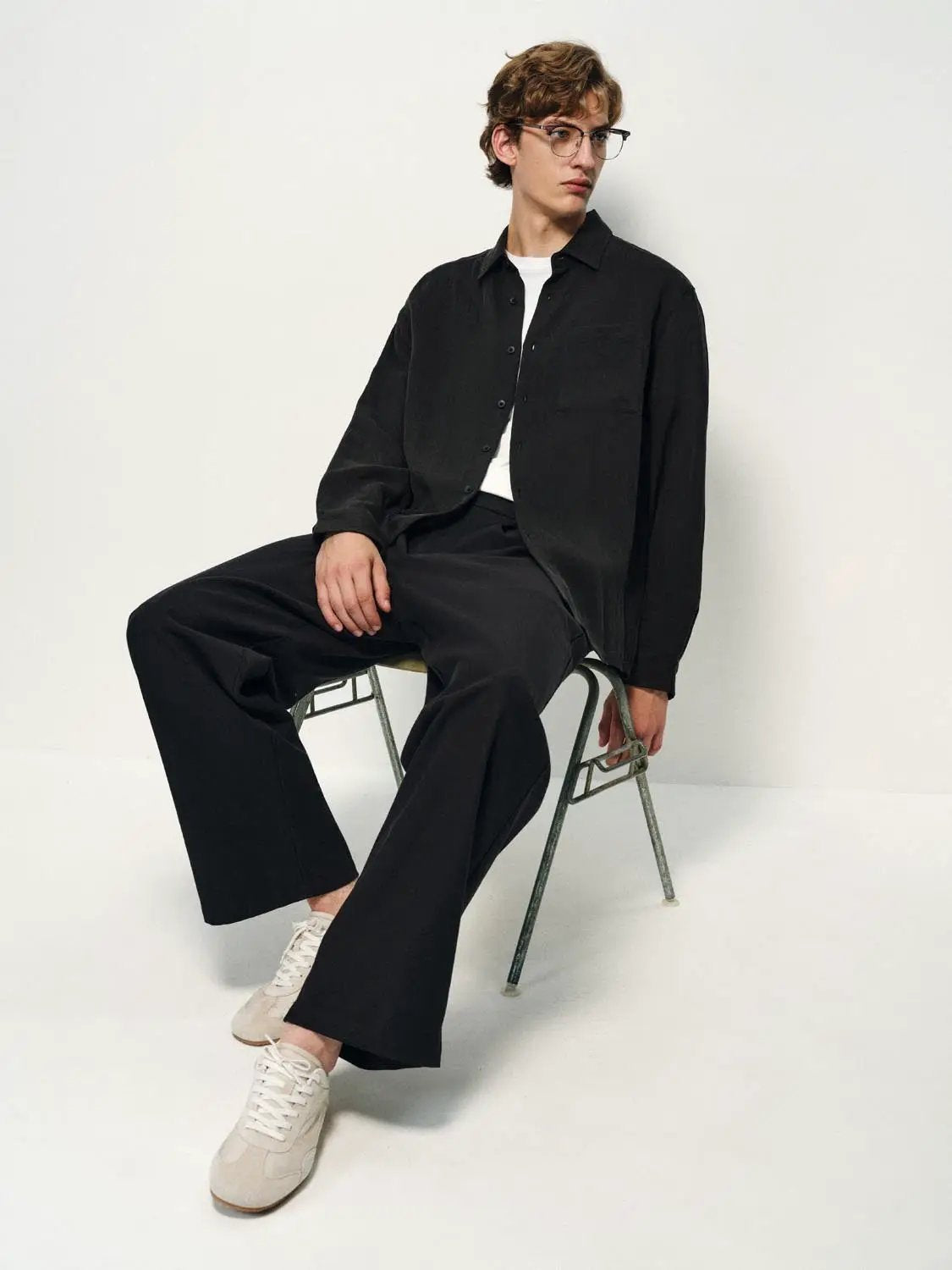 Textured Long Sleeve Button Chest Pocket Shirt