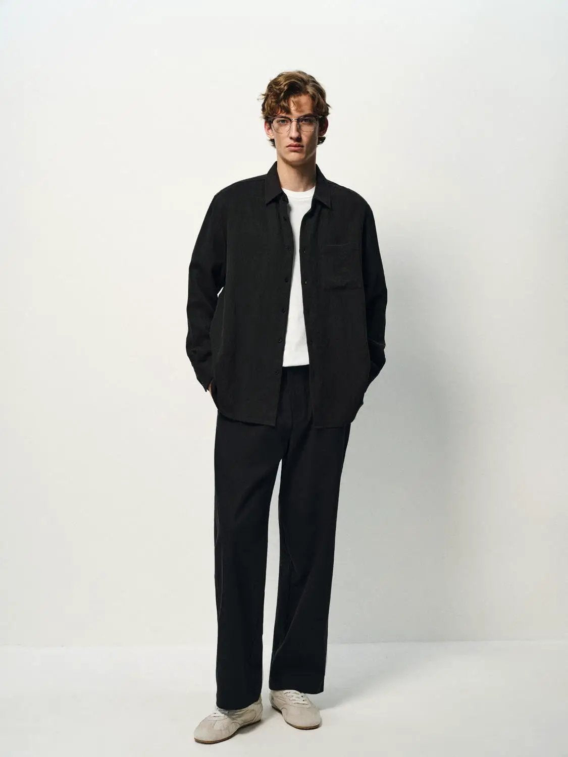 Textured Long Sleeve Button Chest Pocket Shirt