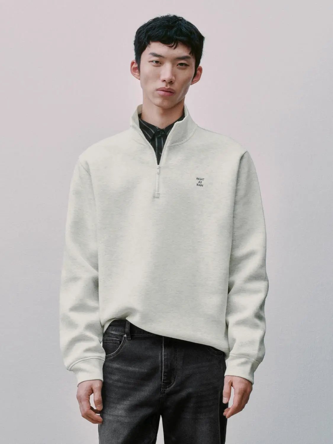 Half-Zip Long Sleeve Cotton Blend Sweatshirt