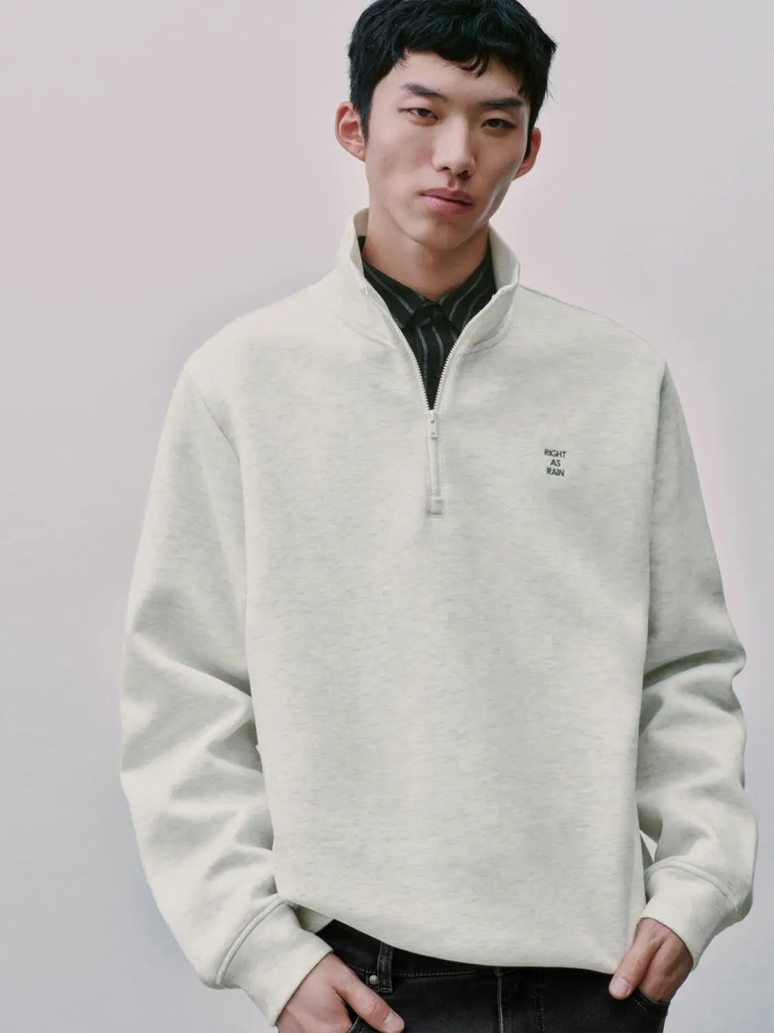 Half-Zip Long Sleeve Cotton Blend Sweatshirt