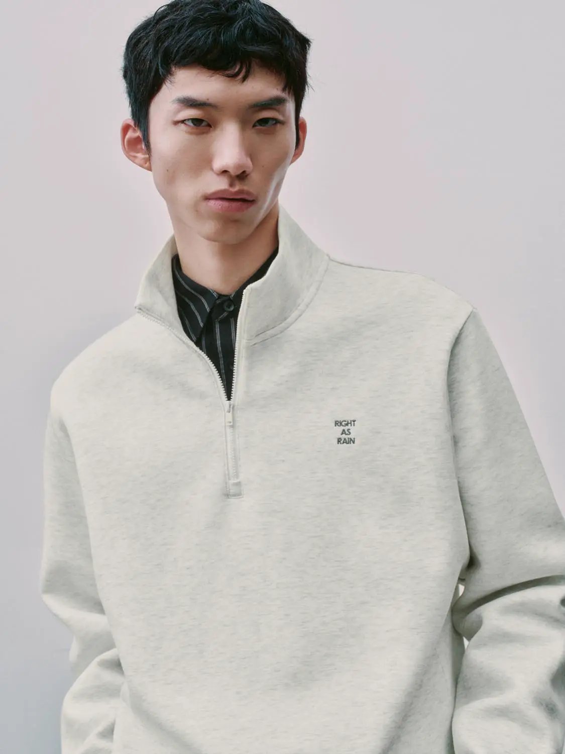 Half-Zip Long Sleeve Cotton Blend Sweatshirt
