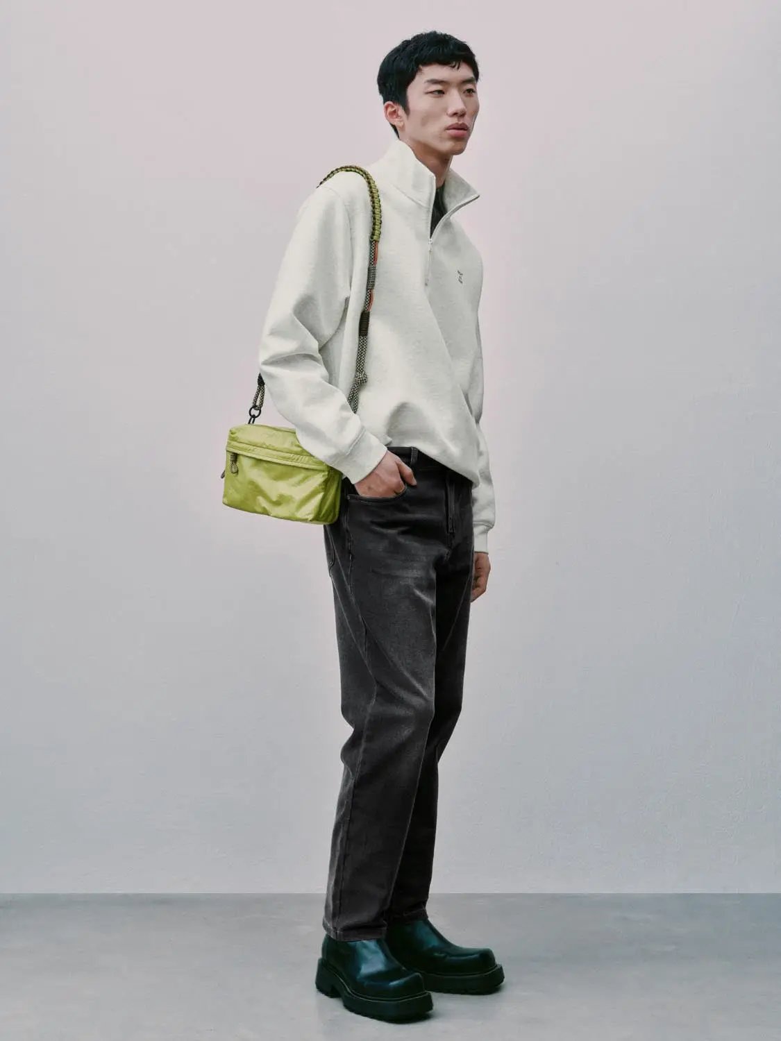 Half-Zip Long Sleeve Cotton Blend Sweatshirt