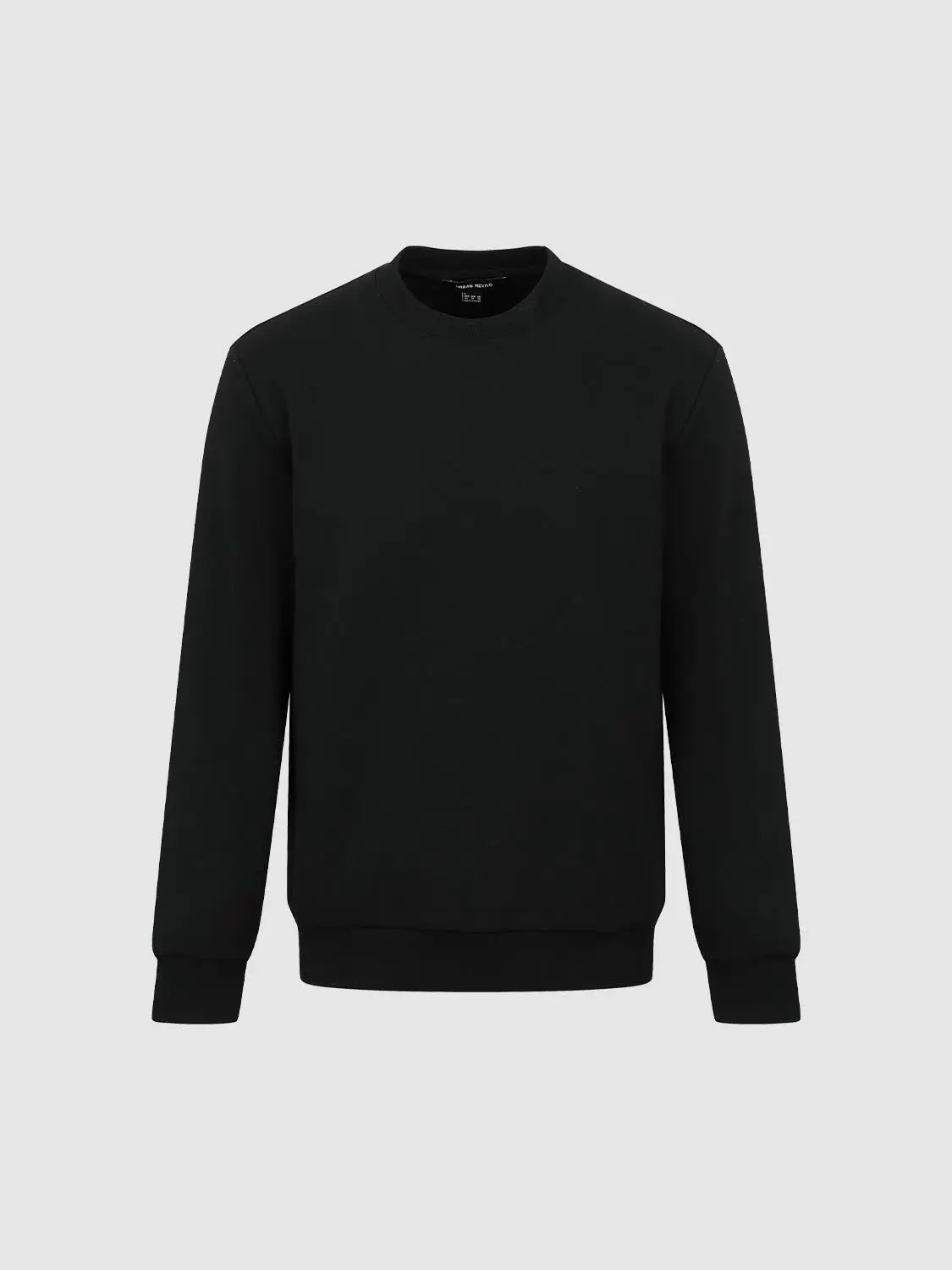 Ribbed Long Sleeve Crew Neck Cotton Blend Sweatshirt