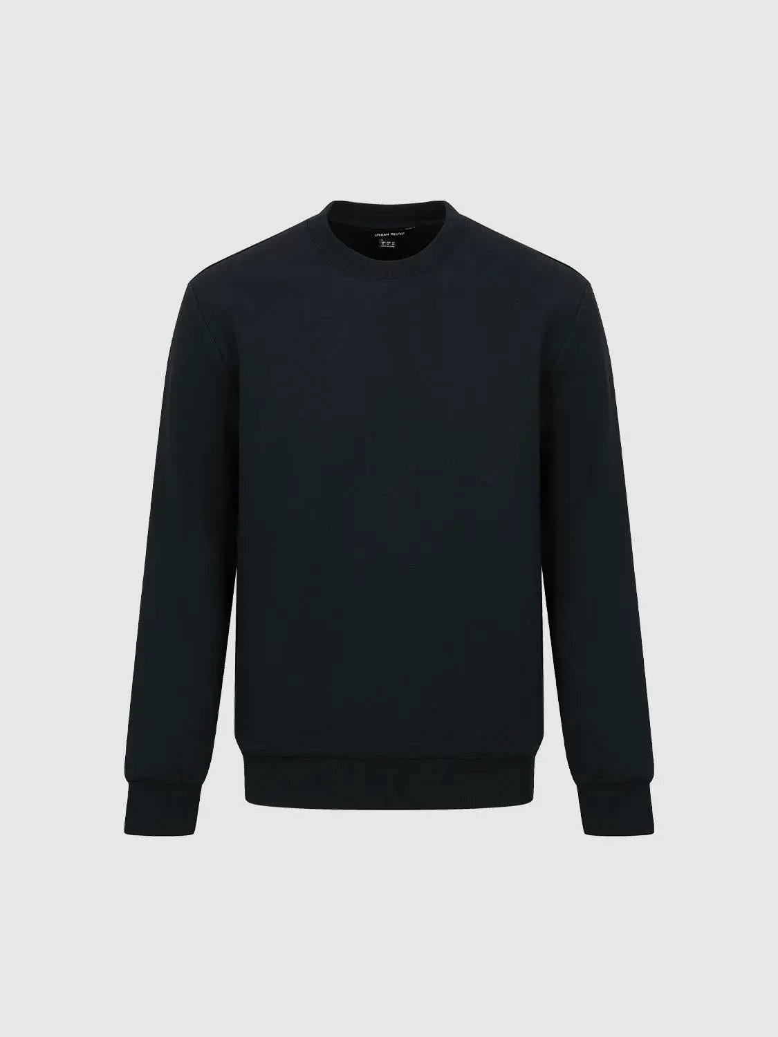 Ribbed Long Sleeve Crew Neck Cotton Blend Sweatshirt