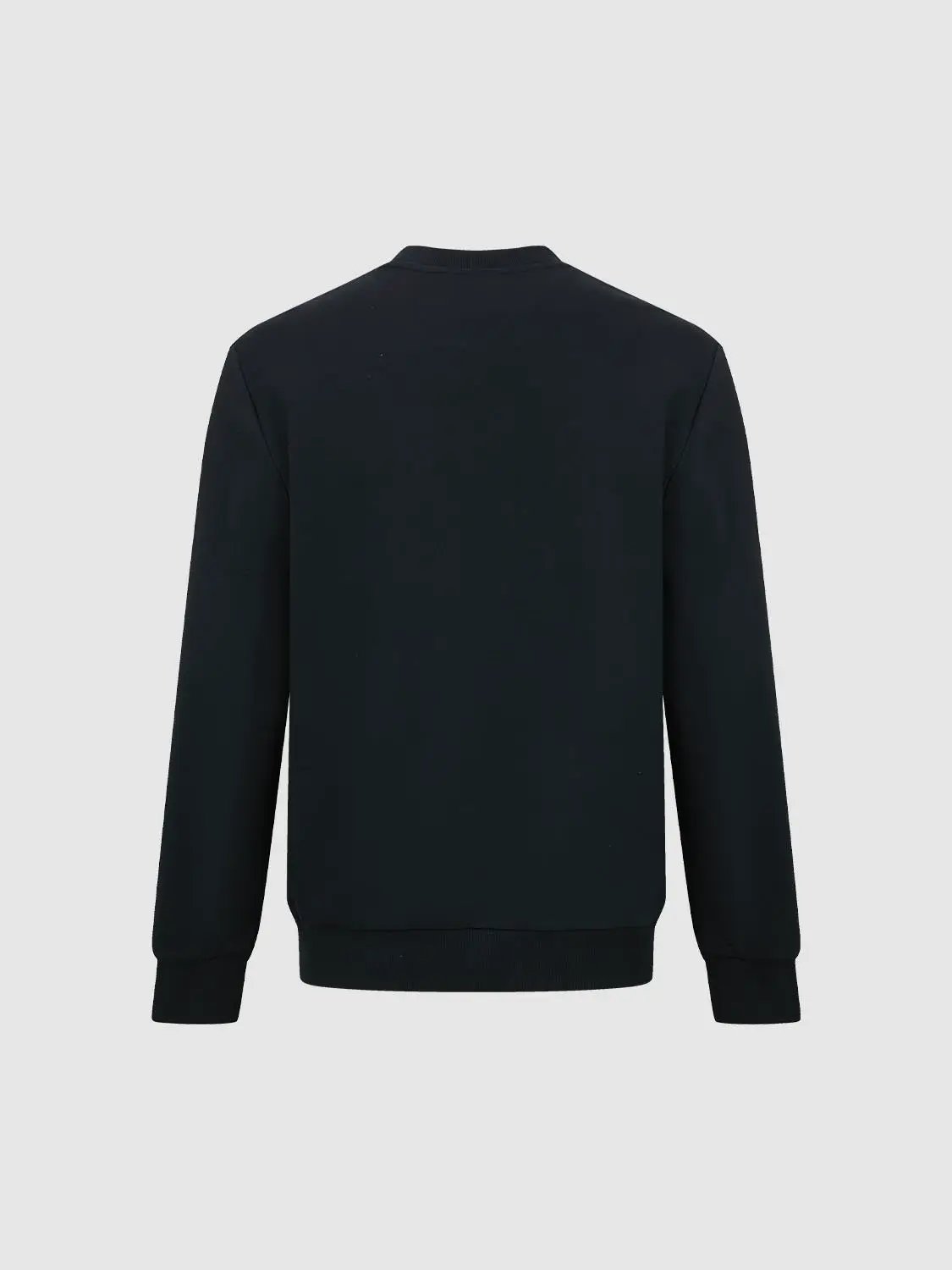 Ribbed Long Sleeve Crew Neck Cotton Blend Sweatshirt